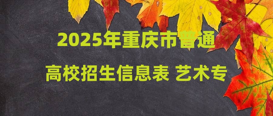 2025年重庆市普通高校招生信息表 艺术专科批