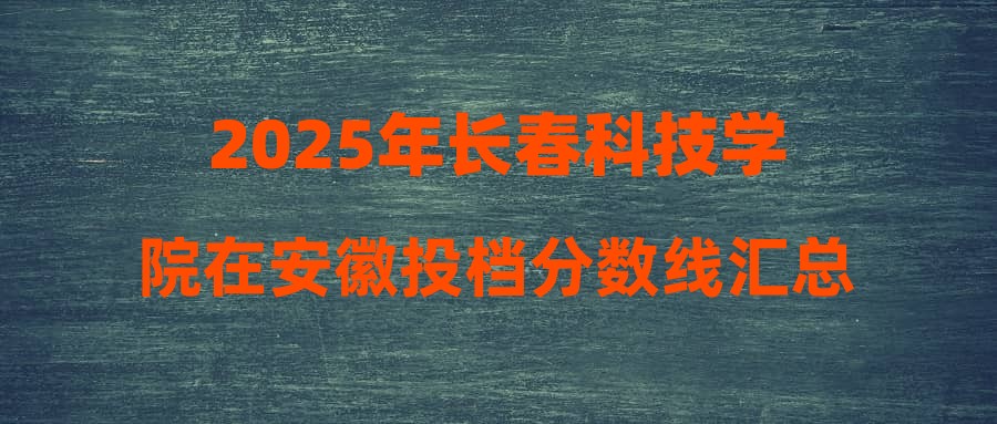 2025年长春科技学院在安徽投档分数线汇总