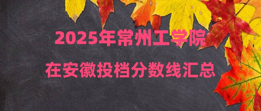 2025年常州工学院在安徽投档分数线汇总