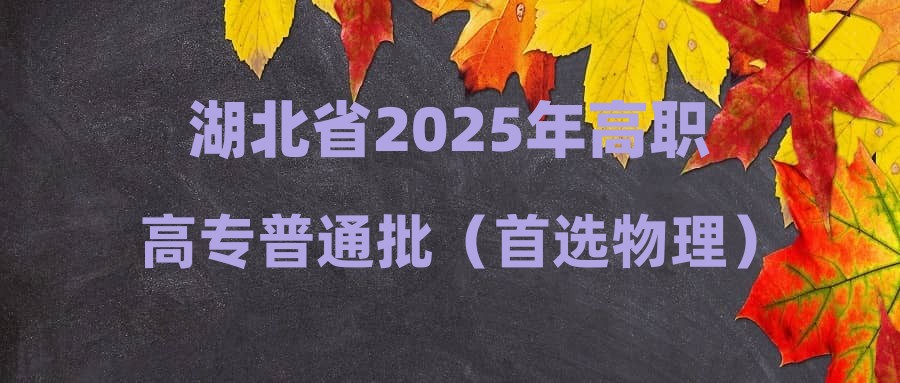 湖北省2025年高职高专普通批（首选物理）第二次征集志愿投档分数线