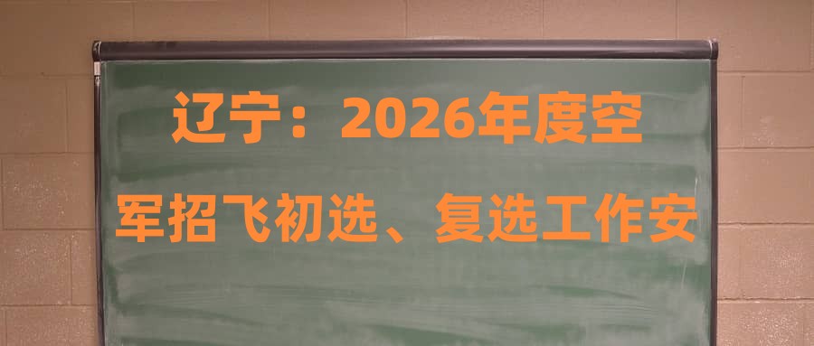 辽宁：2026年度空军招飞初选、复选工作安排